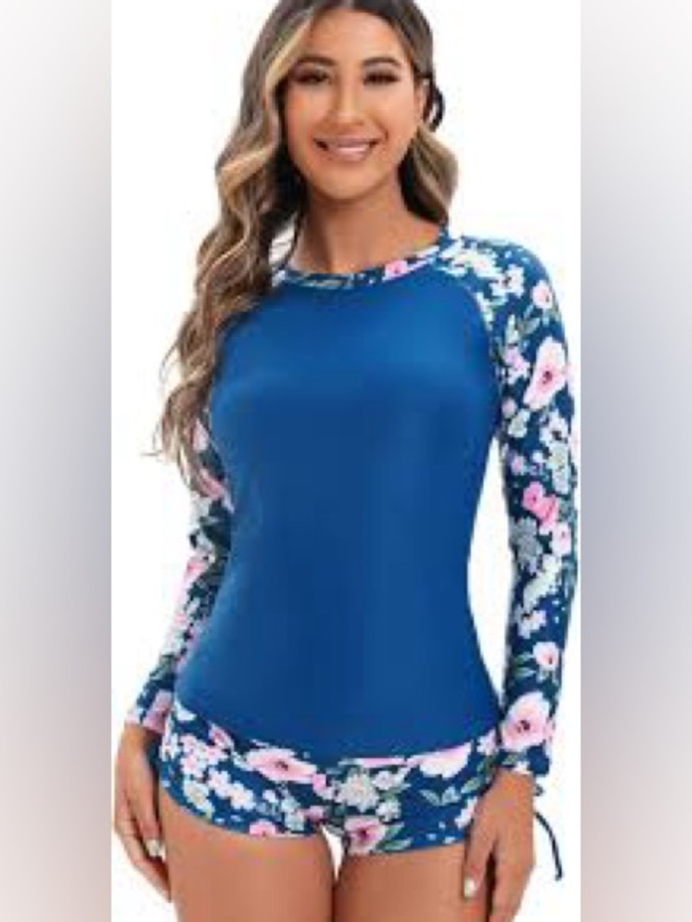 2 piece  Rash Guard Long Sleeve Full coverage Swimsuit Surfing  Large